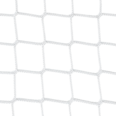 Siatka bezwęzłowa 4,5x4,5 cm w kolorze białym, o grubości 3 mm. Zdjęcie siatki na białym tle, idealnej dla kota.